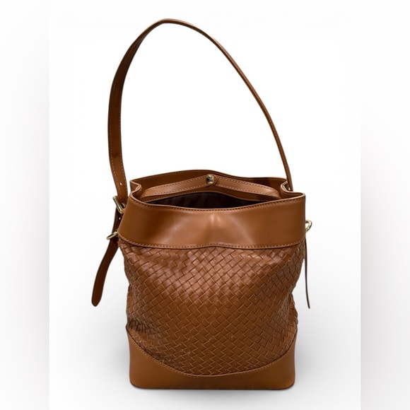Valentina Fiore Handbags - Valentina Fiore Woven Italian Leather Bucket Handbag